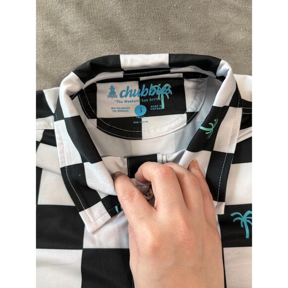 NWOT Chubbies Check Me Out Printed Short Sleeve Performance Polo Shirt Sz Small - Picture 4 of 6